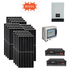 Kit Off grid autoconsumo 6Kwp Pannello Solare BISOL 380Wp Monocristallino Inverter 5Kwh regolatore 2 ingressi + Batteria litio 100Ah 10Kwh