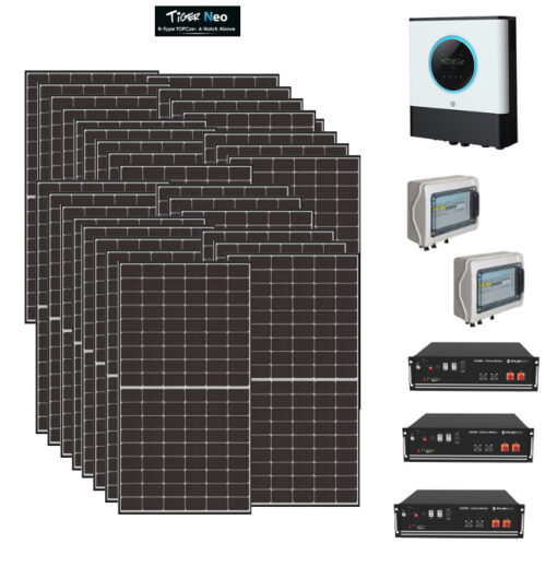 Kit Off grid autoconsumo 10Kwp Pannello Solare Jinko Tiger NEO 420Wp Monocristallino Inverter 6Kwh con regolatore + Batteria litio Pylontech us5000 15KWh