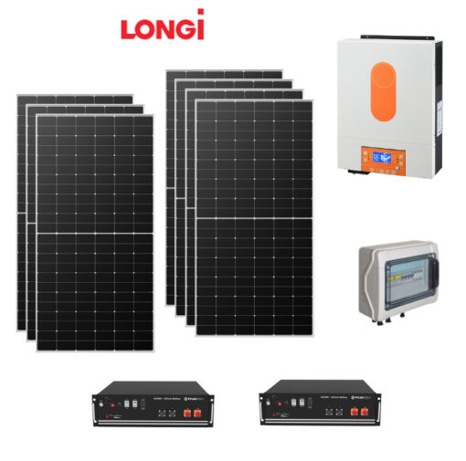 Kit Off grid autoconsumo 4Kwp Pannello Solare LONGI 575Wp Monocristallino Inverter 6Kwh regolatore 1 ingresso + Batteria litio 100Ah 10Kwh