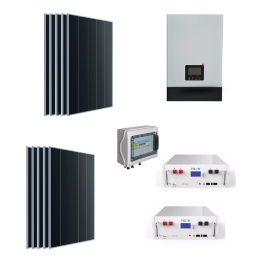 Kit Off grid autoconsumo 5,5Kwp Pannello Solare 550Wp Bifacciale Monocristallino di gamma Inverter 5Kwh con regolatore 2 ingressi + Batteria litio Yilink us5000 10KWh