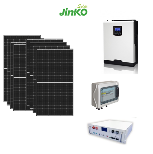 Kit Off grid autoconsumo 3Kwp Pannello Solare Jinko Tiger NEO 420Wp Monocristallino Inverter 6Kwh con regolatore + Batteria litio Yilink 5KWh