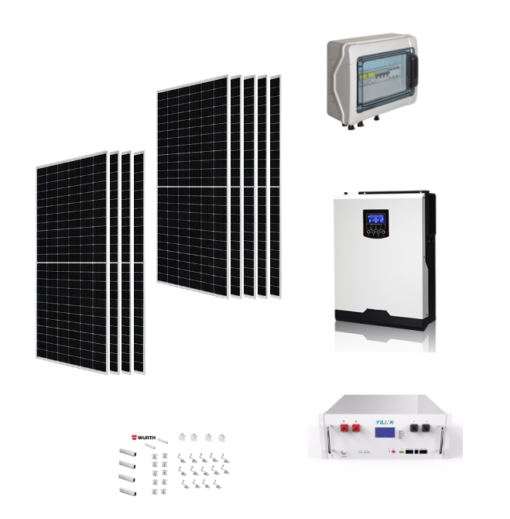 Kit Off grid autoconsumo 4,2Kwp Pannello Solare Jinko Tiger NEO 475Wp Monocristallino Inverter 5Kwh con regolatore + Batteria litio Yilink 5KWh