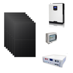 Kit Off grid autoconsumo 3Kwp Pannello Solare Longi 420Wp full black Monocristallino Inverter 5Kwh con regolatore + Batteria litio Yilink 5KWh