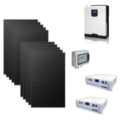 Kit Off grid autoconsumo 4Kwp Pannello Solare Longi 420Wp full black Monocristallino Inverter 5Kwh con regolatore + Batteria litio Yilink 4,8KWh