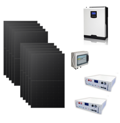 Kit Off grid autoconsumo 4Kwp Pannello Solare Longi 420Wp full black Monocristallino Inverter 5Kwh con regolatore + Batteria litio Yilink 4,8KWh