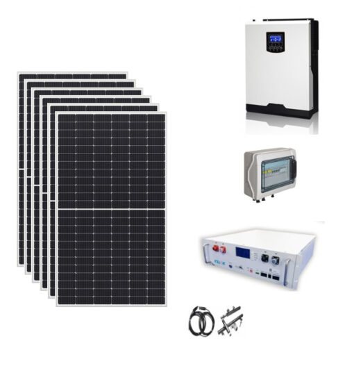 Kit OFF GRID Autoconsumo 3Kwp Pannello Solare LONGI 505Wp Monocristallino Inverter 5Kwh con regolatore + Batteria litio 5Kwh