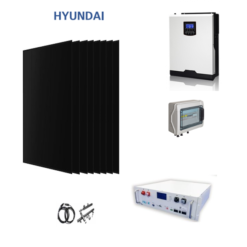 Kit OFF GRID Autoconsumo 3Kwp Pannello Solare HYUNDAI 435Wp FULL BLACK Monocristallino Inverter 5Kwh con regolatore + Batteria litio 5Kwh