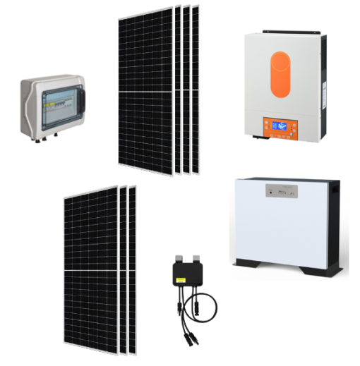 Kit Off grid autoconsumo 3Kwp Pannello Solare TRINA SOLAR 440Wp Monocristallino Inverter 6Kwh + Batteria litio 100Ah 5,2Kwh