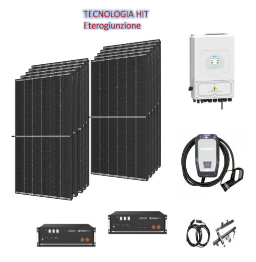 Kit 6KWp Off/On Grid Pannello Solare Canadian 430W Fotovoltaico Monocristallino amorfo HiHero Inverter + batteria litio 10kwh + Struttura + Colonnina