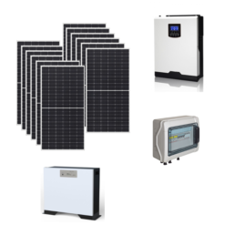 Kit Off grid autoconsumo 5Kwp Pannello Solare Longi 430Wp Monocristallino Inverter 5Kwh con regolatore + Batteria litio 5,12Kwh