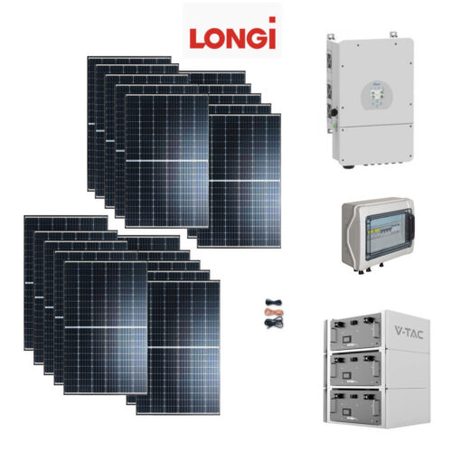 Kit Off/on Grid Trifase 13Kwp Pannello Solare Longi 425W Monocristallino mezza cella cell top di gamma + BATTERIE LITIO 28Kwh + Inverter 12KWh Cei021